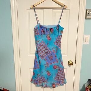 Powerline Blue Floral Patterned Mini Dress